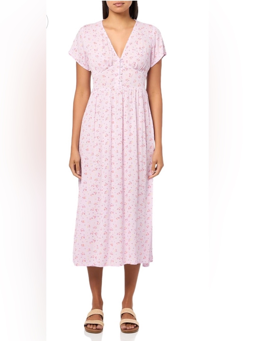 Billabong Pink Floral V-Neck Midi Dress